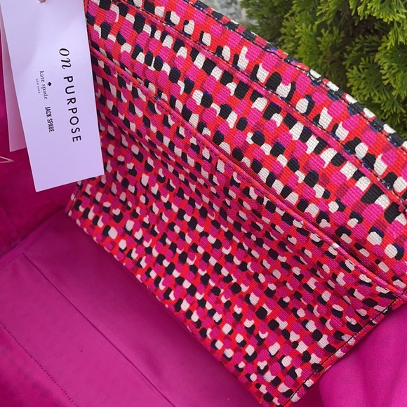 Kate Spade pink & red large bow fabric tote - Picture 7 of 11